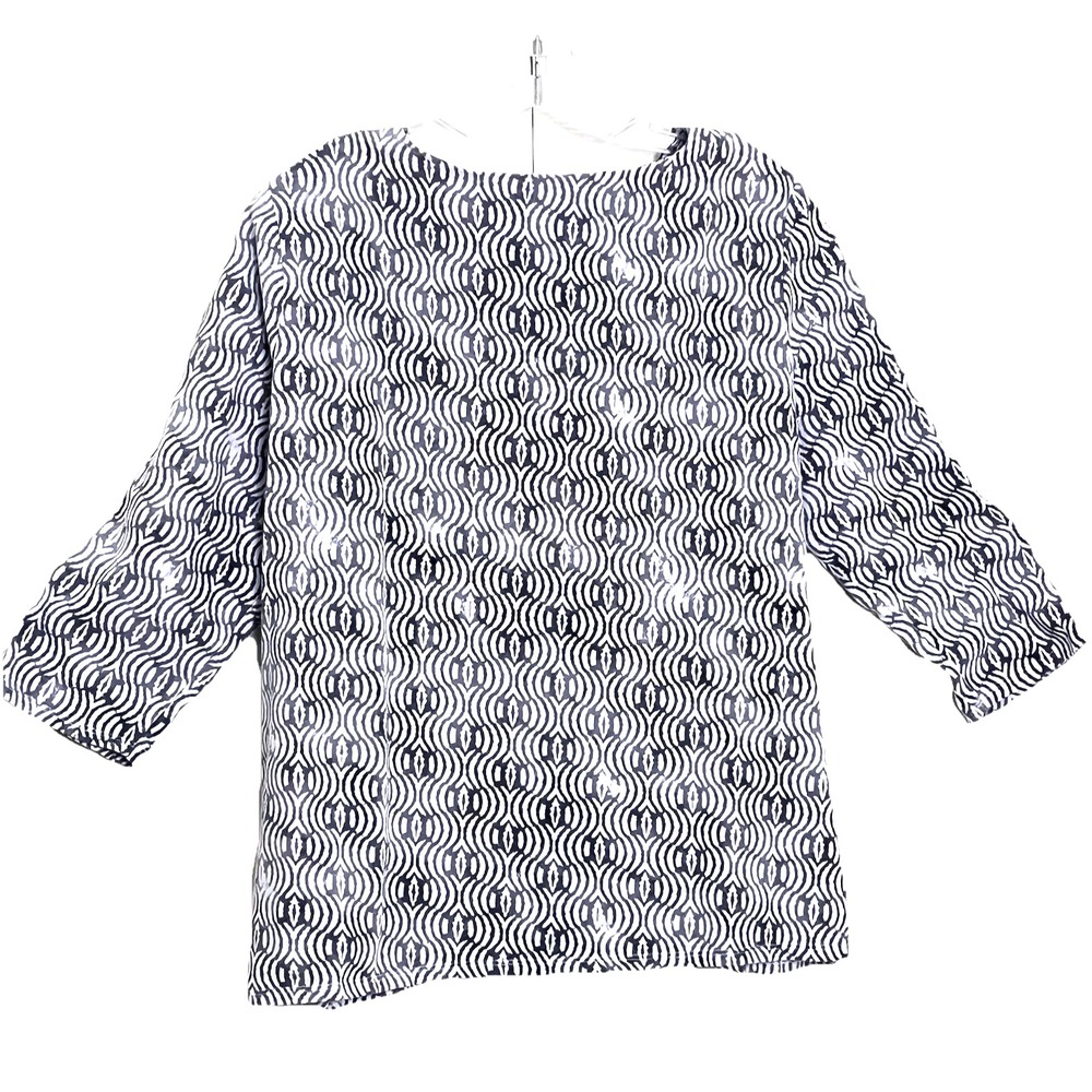 Alfred Dunner Womens Knit Top M Floral‎ Embroidered Beaded 3/4 Sleeve Split Neck - Picture 2 of 9